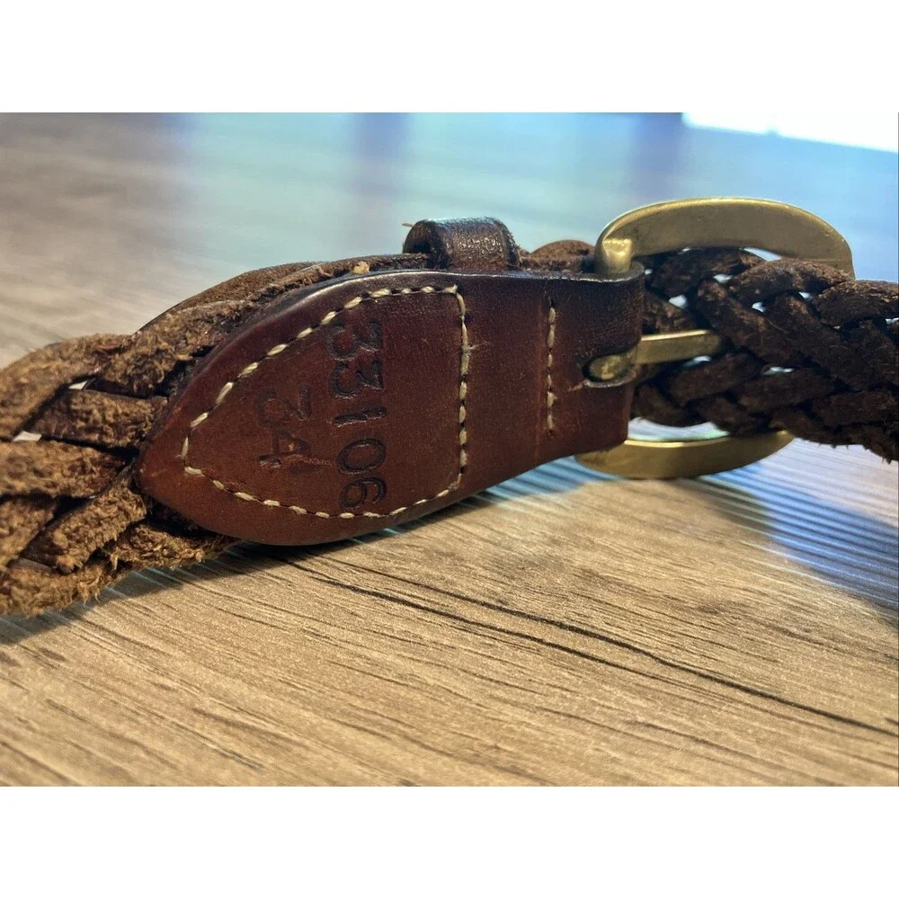 Brown Leather Braided Belt Size 34